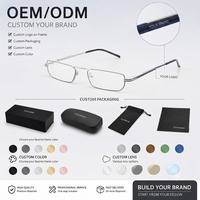Monturas de Gafas de Lectura con Recubrimiento IP al por Mayor, Gafas Cuadradas Duraderas, Monturas Ópticas Metálicas para Hombre con Logotipo Personalizado