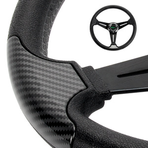 Volant de course 345 mm en PU, 3 branches, motif fibre de carbone pour amélioration des performances automobiles - Product Image 2