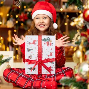 Caja de Regalo Navideña con Tapa y Cinta, Caja de Cartón Rígido Plegable, Empaque Festivo para Regalos y Manualidades - Product Image 2