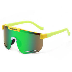 Lunettes de soleil Fly Dream Sports pour enfants et adolescents, protection polarisée UV400, lunettes de cyclisme en plein air, monture carrée, verres miroir verts - Product Image 1