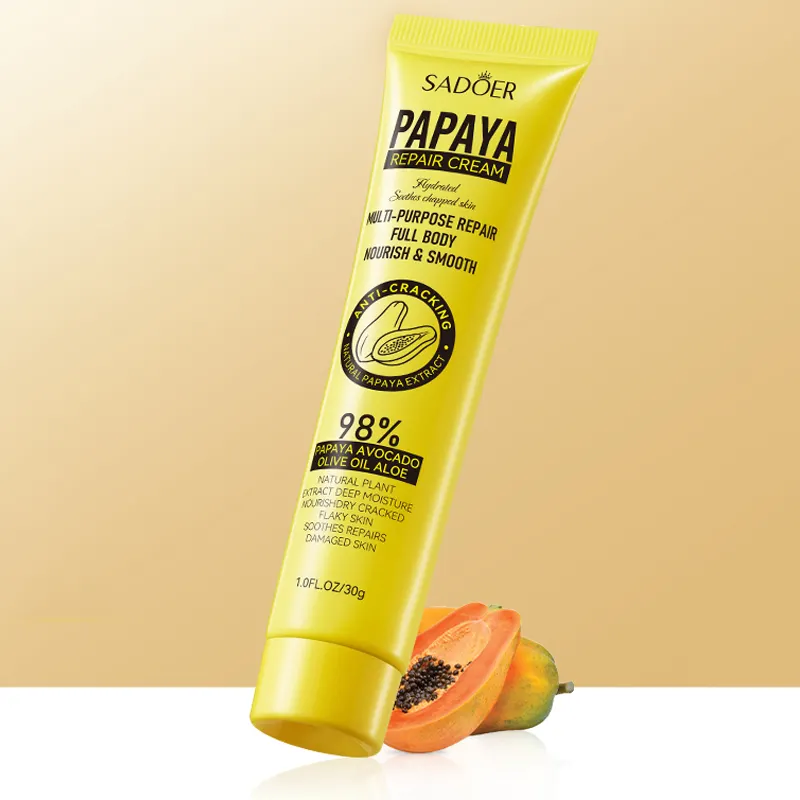 OEM Sadoer özel etiket papaya kollajen gliserin yatıştırıcı gençleştirmek cilt anti çatlamış vücut onarım kremi