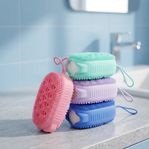 Mucit Home <b>Silicone</b> Reservoir Shower <b>Loofah</b>-Massage and Soft Scrubber 25x7x5cm - Product Image 3