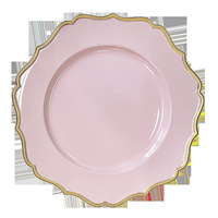 Assiette de présentation en plastique ronde de 13 pouces, plateau de service pour desserts et fêtes, design moderne et luxueux pour les restaurants