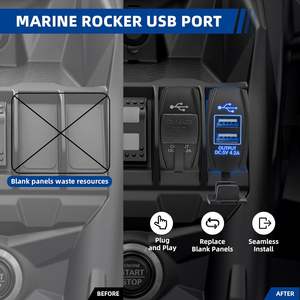 Enchufe de cargador USB estilo interruptor basculante de 12 voltios 4,2A puertos USB duales carga rápida 12 V toma de corriente impermeable para coche barco camión RV - Product Image 5