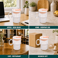 Mug à agitation électrique, tasse à café automatique, mug mélangeur avec verre, mug à agitation automatique pour café, lait, thé, maison, bureau, portable