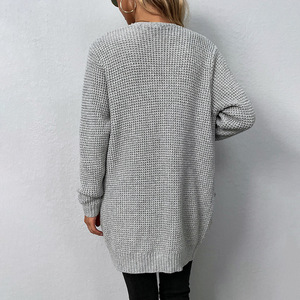 Nuevo Estilo Otoño Invierno Cárdigan de Mujer Suéter Abrigos Casuales de Manga Larga Cárdigan de Punto de Una Sola Fila de Botones - Product Image 3