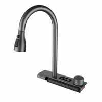 Robinet d'évier extensible en acier inoxydable moderne avec cascade pour cuisine chaude et froide