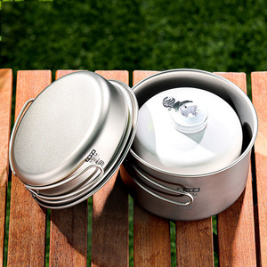 Olla de Titanio Puro, Sartén para Exteriores, Vaporera para <span class=keywords><strong>Camping</strong></span>, Olla para Sopa, Material de Titanio Puro para Viajes y <span class=keywords><strong>Camping</strong></span> - Product Image 1