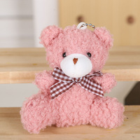 Mini porte-clés ours en peluche doux et bouclé avec nœud écossais, breloque animal en peluche, ornement pour sac à main, cadeaux de mariage pour invités