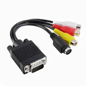 Divisor de áudio para tv s-video 3 rca, adaptador de computador, vga para av, conversor de cabo