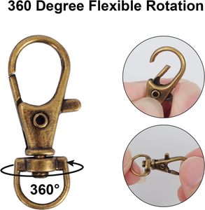 PCS Premium Swivel Lanyard <b>Snap</b> <b>Hook</b> With Key Rings Metal Keychain <b>Hooks</b> For Jewelry Making Crafts Bronze - Product Image 3