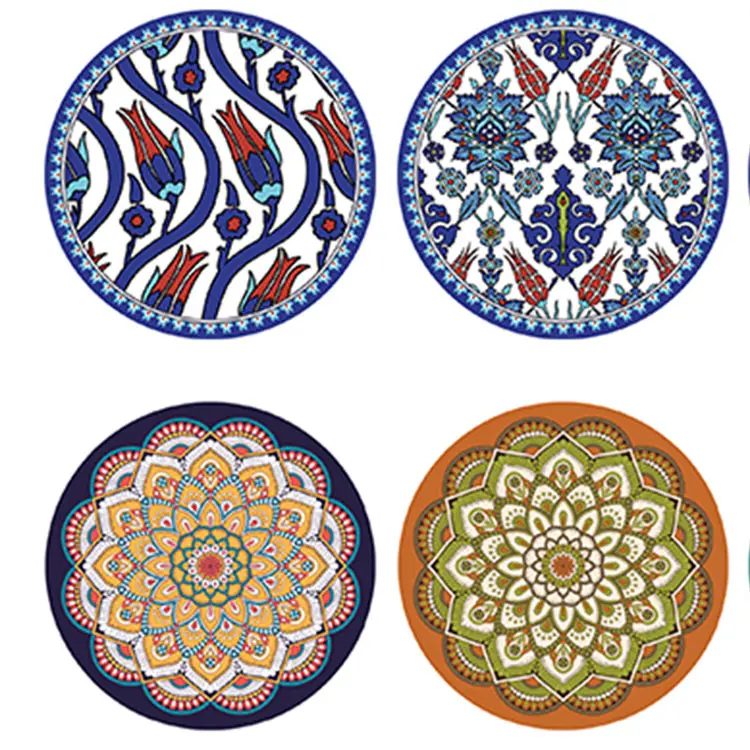 Design Customized Color Printing 10cm Round Absorbent Ceramic Coaster
