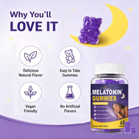 Gummies de mélatonine OEM/ODM exclusives à l'exportation - 10 mg + extraits de plantes, favorisent un sommeil plus long et la relaxation, 60 gummies