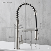 Robinet de cuisine en acier inoxydable 304 pour eau potable, mitigeur d'évier à poignée unique extractible 3 voies