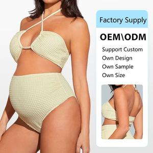 Maillot de bain de <span class=keywords><strong>grossesse</strong></span> deux pièces sans manches à nouer, <span class=keywords><strong>taille</strong></span> haute, pour femme, OEM ODM - Product Image 1