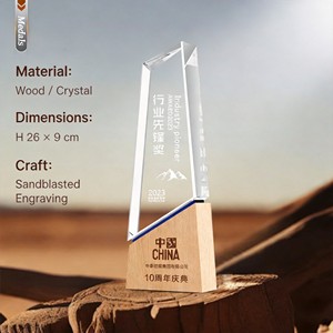 Trofeo de Cristal con Base de Madera de Nogal, Cristal Transparente K9, Grabado Personalizado, Reconocimiento a Empleados, Aniversario, Premio para Reuniones Anuales - Product Image 3