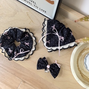 Accesorios para el cabello de la <span class=keywords><strong>serie</strong></span> negra coreana MIO, pinzas para el cabello de metal con lazo, banda elástica para el cabello, scrunchies de gran tamaño para mujeres - Product Image 3