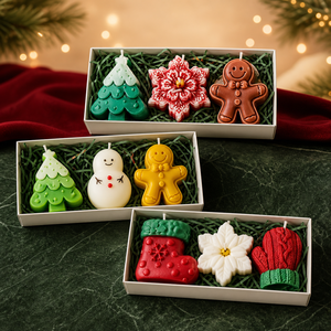 Arovi - Coffret cadeau <span class=keywords><strong>de</strong></span> bougies parfumées en forme <span class=keywords><strong>de</strong></span> Noë<span class=keywords><strong>l</strong></span>, Père Noë<span class=keywords><strong>l</strong></span>, renne, sapin, flocon <span class=keywords><strong>de</strong></span> neige, 3 pièces, boîte <span class=keywords><strong>de</strong></span> Noë<span class=keywords><strong>l</strong></span> pour cadeaux <span class=keywords><strong>de</strong></span> Noë<span class=keywords><strong>l</strong></span> - Product Image 2