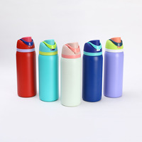 Bouteille d'eau sport isotherme en acier inoxydable à large ouverture de 32 oz avec paille intégrée et bouchon à ouverture rapide, gourde de cyclisme, tasse de voyage