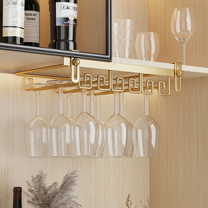 Estante de Lujo para Copas de Vino de Acero sin Perforaciones, Soporte para Copas Colgantes al Revés para Cocina - Product Image 2