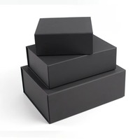 Boîte cadeau pliable noire de luxe avec revêtement UV, papier kraft recyclable pour vêtements, t-shirts, robes, accessoires, chaussettes, fourrures, emballage