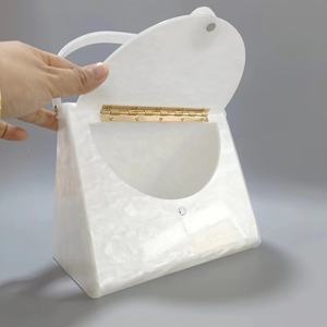 Amiqi الموضة الجديدة الفاخرة شكل مكعب اليشم الأخضر نمط الرخام الاكريليك حقيبة المساء مع المباراة - Product Image 5