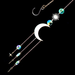 Suministros para Atrapasoles, Atrapasol Colgante <span class=keywords><strong>de</strong></span> Cristal, Prisma <span class=keywords><strong>de</strong></span> Cristal Arcoíris, <span class=keywords><strong>Luna</strong></span> <span class=keywords><strong>y</strong></span> Estrellas para Decoración <span class=keywords><strong>de</strong></span> Ventanas, Envío a FBA Disponible - Product Image 3
