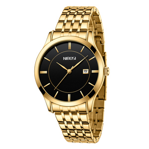Para NIBOSI 2567, reloj de cuarzo de acero inoxidable dorado de lujo para hombre, diseño de negocios antiguo clásico Simple, cristal luminoso para la moda - Product Image 1