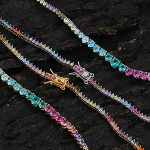 Three Claws Gradual Change Size Color Zircon Tennis Necklace Personality Chain Hip Hop Tanjing Fashion Lijing Necklace - Product Image 1