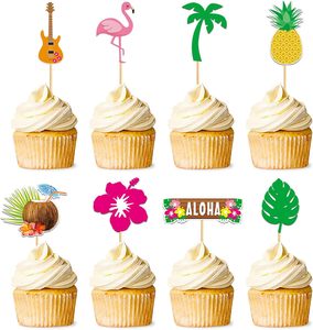 Adornos para Cupcakes Hawaianos, Decoración de <span class=keywords><strong>Pastel</strong></span> con Piña, Flor y Flamenco Hawaianos para Fiestas de Verano con Temática Hawaiana, Suministros para Bodas y <span class=keywords><strong>Cumpleaños</strong></span> - Product Image 1