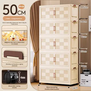 Armario de Almacenamiento Modular de Plástico, Organizador Apilable con Puertas y Ruedas, para Guarderí<span class=keywords><strong>a</strong></span>, Juguetes, Ropa de Bebés y Niños, Venta al Por Mayor - Product Image 6