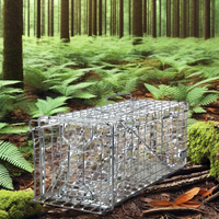 Piège solide et grande taille pour animaux : coyote, raton laveur, vison, castor, belette, blaireau, écureuil, opossum, lapin, chien, renard, chat – Cage de capture humaine