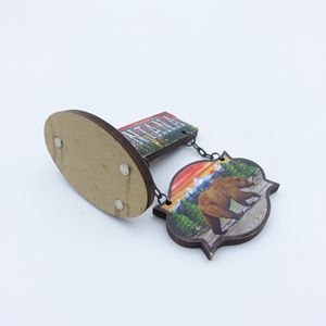 America Montana New York Bear in legno componenti per ciondoli magnetici con logo personalizzato personalizzato produttore di magneti da frigorifero - Product Image 4