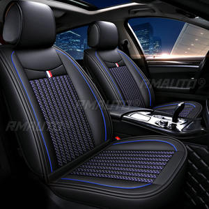 Coussin de siège de voiture en cuir soyeux glacé universel bleu noir pour la plupart des voitures, housse de siège de voiture douce et rafraîchissante pour l'été - Product Image 6