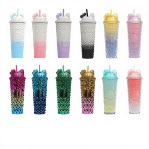 Hot-Selling Cross-Border Influencer-Style Leak-Proof Double-Layered <b>Large</b> Capacity Modern Minimalism Design Plastic Straw <b>Cup</b> - Product Image 2