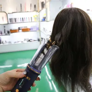 Modelador de cabelo automático de 360 graus com barril de cerâmica elétrico profissional com rotação automática