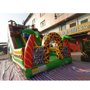 Glissade gonflable d'obstacles de la jungle <span class=keywords><strong>avec</strong></span> tunnel |   Aire de jeux gonflable commerciale en plein air - Product Image 1