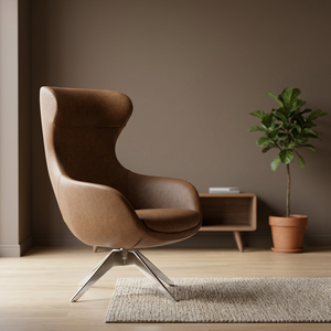 Fauteuil pivotant manuel moderne à dossier haut avec rembourrage en mousse et revêtement en tissu, pieds en métal pour salon et détente - Product Image 2