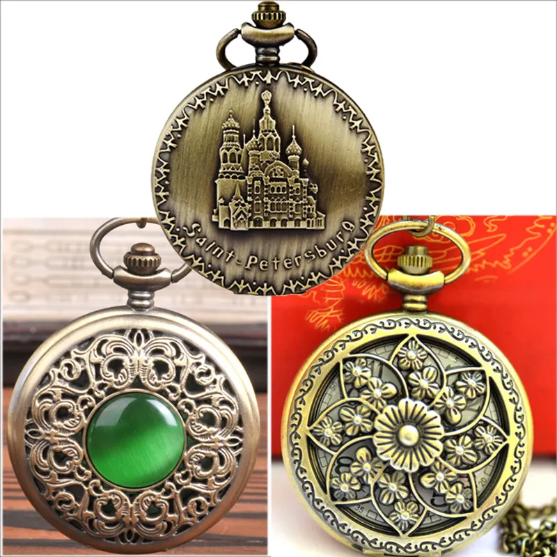 Vintage Taschenuhr verschiedene Arten von Taschenuhren für Jungen Bronze Quarz Taschenuhr Großhandel Weihnachts geschenke