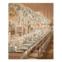 Nouveaux plateaux de table rectangulaires et ronds en acrylique doré et argenté effet miroir 2025 pour la décoration d'événements de mariage