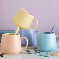 Tasse à thé en porcelaine émaillée rose 15 oz, double couleur, avec logo personnalisé, grande capacité, mug à café en céramique bleue pour cadeau