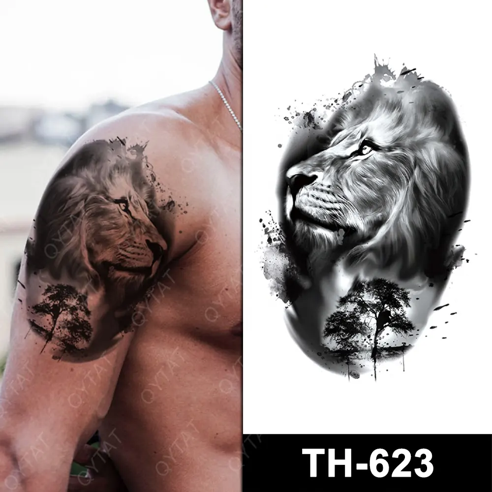 Cool Nieuwe Stijl Dier Tijger Leeuw Wolf Tijdelijke Lichaam Tattoo Sticker Vrouwen Mannen Kwaliteit Tatuagem Temporaria Op Basis Van Water