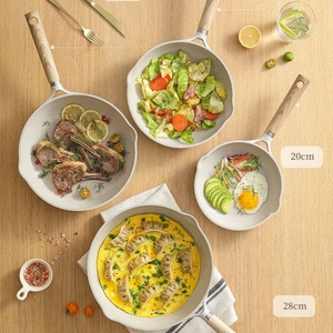 Poêle à frire en aluminium antiadhésive de cuisine moderne avec couvercle en verre Base à induction Poêle à frire ronde Gril à gaz Carote Batterie de cuisine - Product Image 2