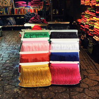 Frange de dentelle en polyester à pampilles, 30 cm, 50 couleurs, effet scintillant, pour rideaux - Vente en gros
