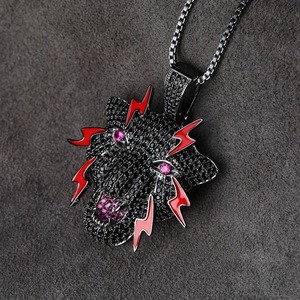 Collar con patrón de juego en línea de pantera negra de Hip Hop para hombre, colgante de circón completo a la moda, accesorios de latón personalizados - Product Image 2