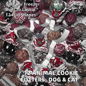 12pcs Stainless Steel Animal <b>Cookie</b> Cutters Dog Cat Shaped Mini Biscuit <b>Molds</b> Eco-Friendly Dishwasher Safe Baking DIY Party - Product Image 2
