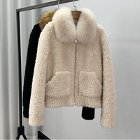 Vente en gros d'usine, manteau en laine avec col en fourrure de raton laveur naturelle, veste en fourrure véritable pour femmes, mode hiver, avec fermeture éclair