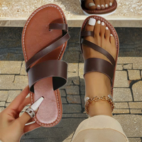 Sandales de mode pour femmes grandes tailles, confortables, à bout large, chaussures plates décontractées d'été