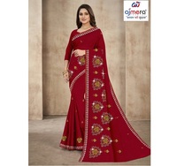 Saree Katun Ajmera Cetak Tradisional yang Bergaya, Lembut, Elegan, Pakaian Etnik untuk Wanita, Cepat Kering, Cocok untuk Semua Musim