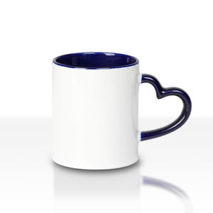 Mug à sublimation personnalisé de 11 oz avec intérieur coloré, poignée en forme de cœur, <span class=keywords><strong>tasse</strong></span> en céramique de qualité alimentaire, surface d'<span class=keywords><strong>impression</strong></span> durable et belle - Product Image 1
